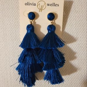 NWT Olivia Welles Lianna Tassel Dangle Earrings In Blue